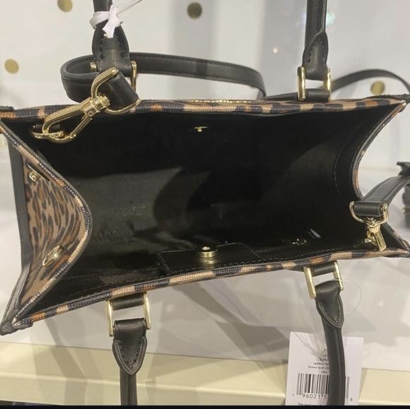 NWT Kate Spade KH455 Ellie Spotted Leopard Canvas Small Tote Crossbody Brown - Picture 4 of 5